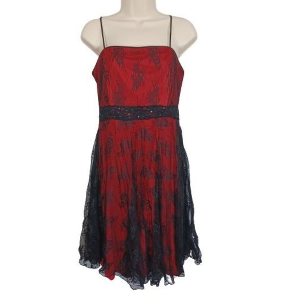 Sally Dresses & Skirts - Sally USA Women's Lace Lined Dress Shoulders Off Size L Spaghetti Straps Zip
